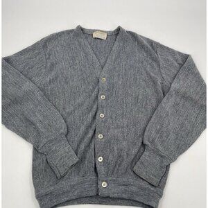 Vintage Golf Cardigan Sweater Mens Size L Grey 100% DuPont Orlon Large JEFFLINKS